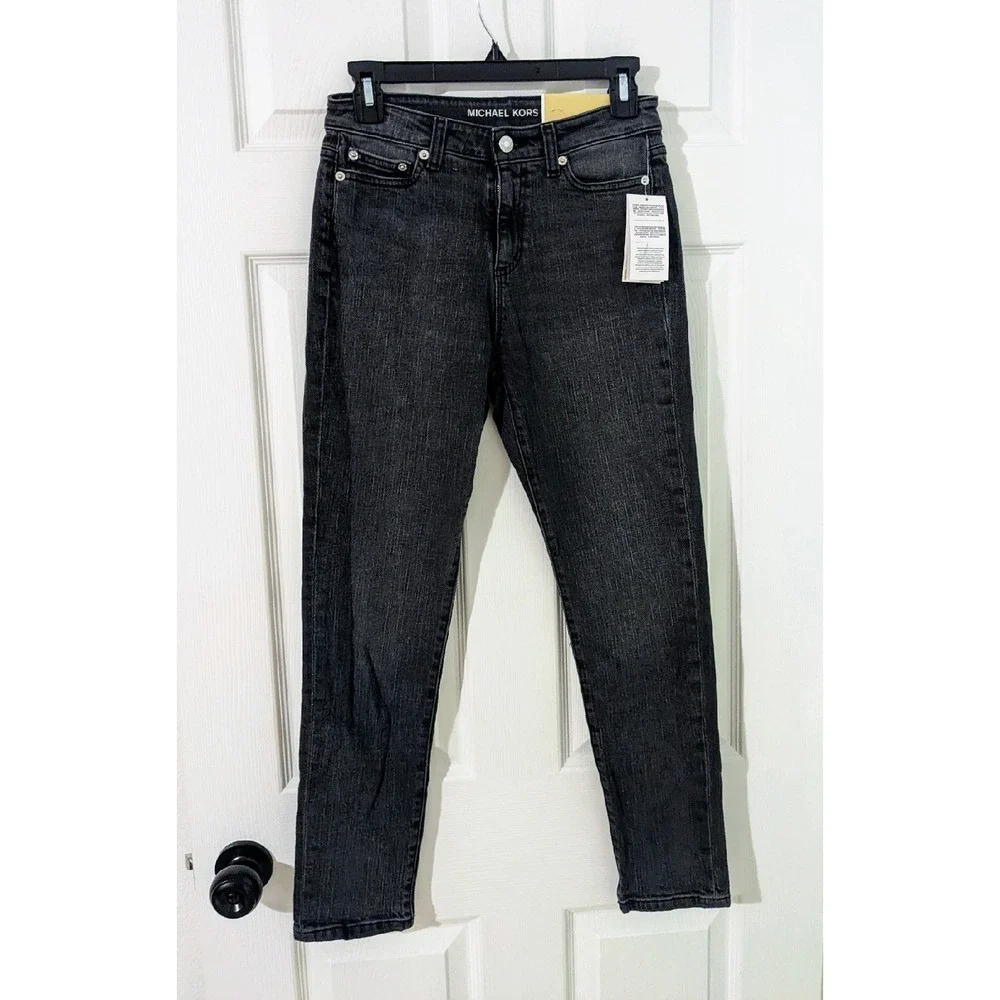 Michael Kors‎ Selma Skinny High-Rise Slimming Black Wash Jeans Size 2P NWT $110